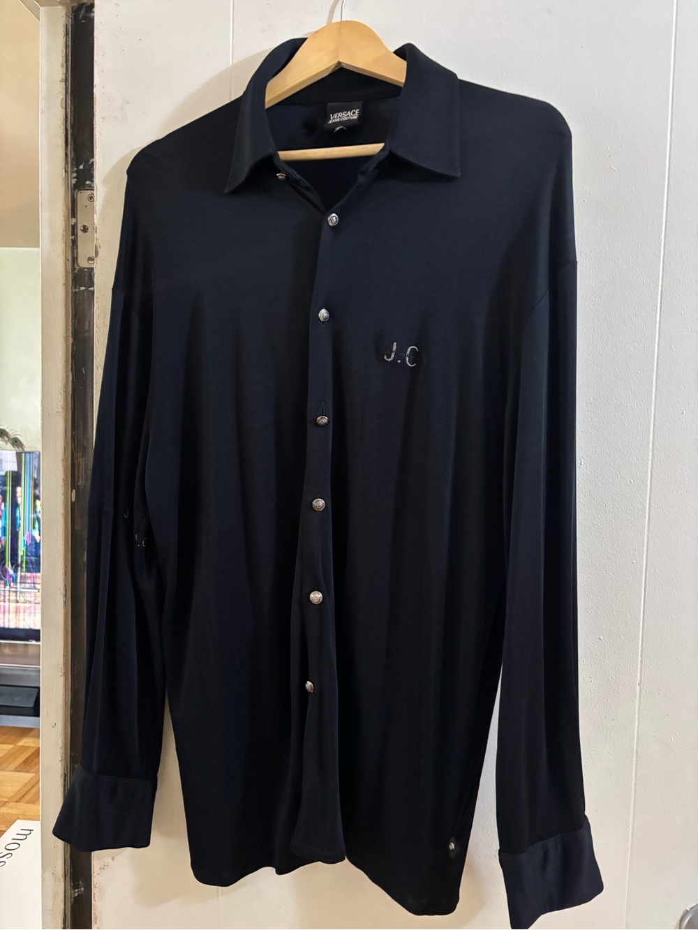 Versace Jeans Collection Men's Black Long-Sleeve Button-Up Shirt